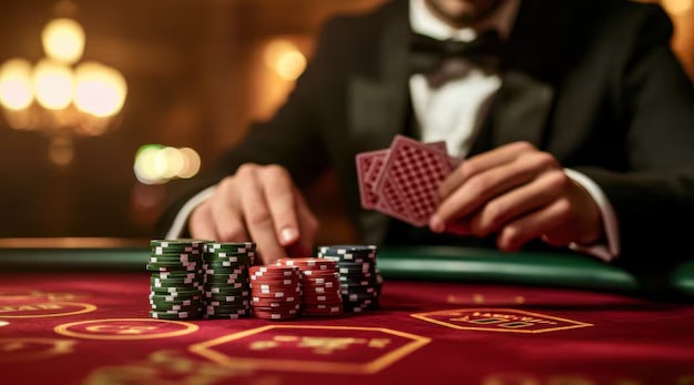 omset4d live baccarat studio with professional dealer and betting layout